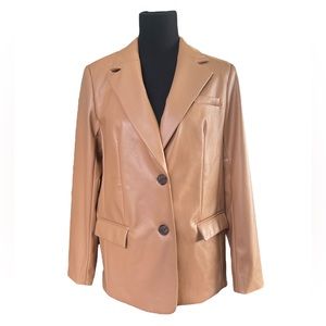 NWT A New Day. Faux Leather Camel Brown Lined Jacket Sz S